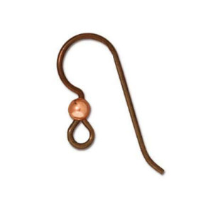 French Hook Ear Wire with 3mm Bright Copper Bead 8.3x22.5mm - 24개
