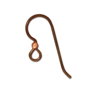 French Hook Ear Wire with 2mm Bright Copper Bead 8.3x22.5mm - 24개