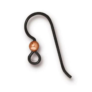 French Hook Ear Wire with 3mm Antiqued Copper Bead 8.3x22.5mm - 24개