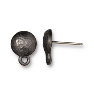 Hammertone Round Earring Post 8.7x11.7mm - 10개