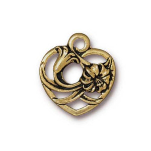 Floral Heart Charm 19.6x18.2mm - 10개