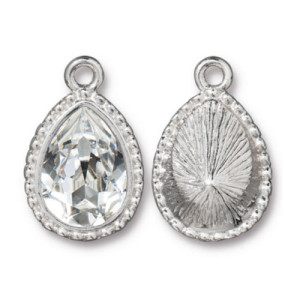 Beaded Pear Drop with 14x10mm Crystal 14.4x22.2mm - 3개