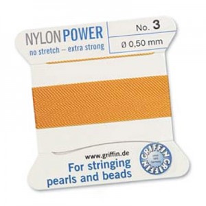 Griffin Nylon Bead Cord Amber 0.5mm - 2m