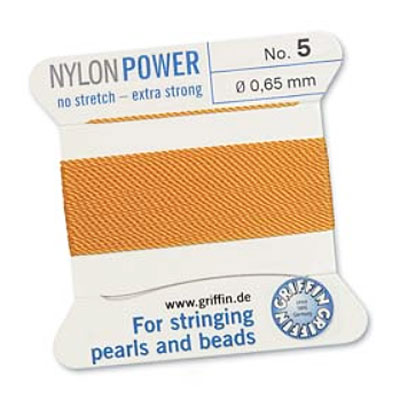 Griffin Nylon Bead Cord Amber 0.65mm - 2m