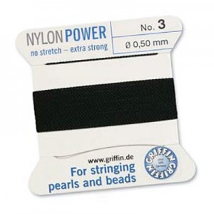 Griffin Nylon Bead Cord Black 0.5mm - 2m