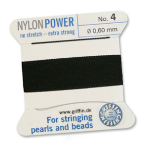 Griffin Nylon Bead Cord Black 0.6mm - 2m