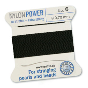 Griffin Nylon Bead Cord Black 0.7mm - 2m