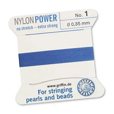 Griffin Nylon Bead Cord Blue 0.35mm - 2m