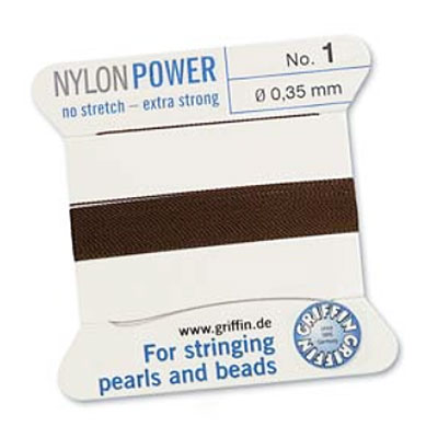 Griffin Nylon Bead Cord Brown 0.35mm - 2m