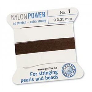 Griffin Nylon Bead Cord Brown 0.35mm - 2m