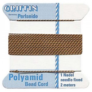 Griffin Nylon Bead Cord Brown 0.6mm - 2m