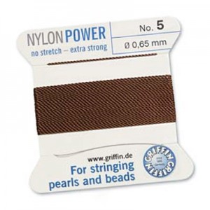 Griffin Nylon Bead Cord Brown 0.65mm - 2m