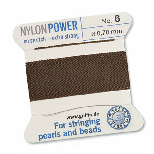 Griffin Nylon Bead Cord Brown 0.7mm - 2m