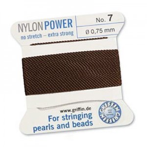 Griffin Nylon Bead Cord Brown 0.75mm - 2m