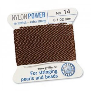 Griffin Nylon Bead Cord Brown 1.02mm - 2m