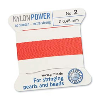 Griffin Nylon Bead Cord Coral 0.45mm - 2m