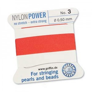 Griffin Nylon Bead Cord Coral 0.5mm - 2m