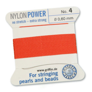 Griffin Nylon Bead Cord Coral 0.6mm - 2m