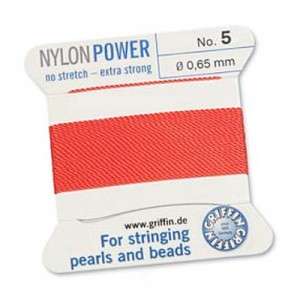 Griffin Nylon Bead Cord Coral 0.65mm - 2m