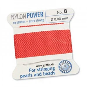 Griffin Nylon Bead Cord Coral 0.8mm - 2m