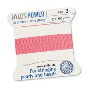 Griffin Nylon Bead Cord Dk Pink 0.5mm - 2m