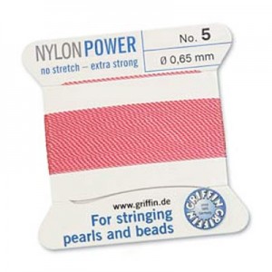 Griffin Nylon Bead Cord Dk Pink 0.65mm - 2m