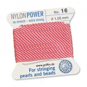 Griffin Nylon Bead Cord Dk Pink 1.05mm - 2m