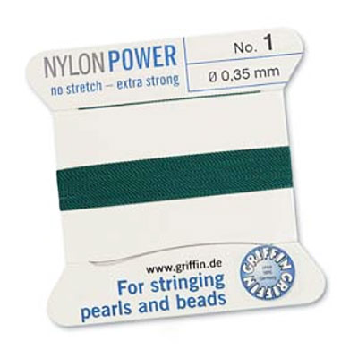 Griffin Nylon Bead Cord Green 0.35mm - 2m