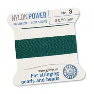 Griffin Nylon Bead Cord Green 0.5mm - 2m