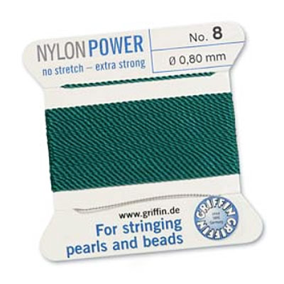 Griffin Nylon Bead Cord Green 0.8mm - 2m