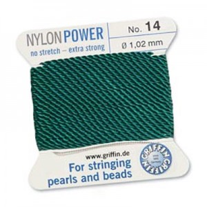 Griffin Nylon Bead Cord Green 1.02mm - 2m