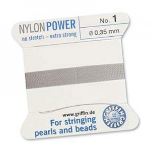 Griffin Nylon Bead Cord Grey 0.35mm - 2m