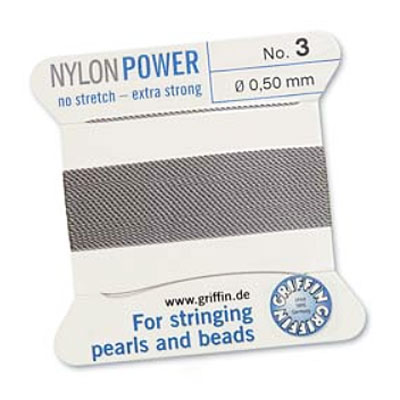 Griffin Nylon Bead Cord Grey 0.5mm - 2m