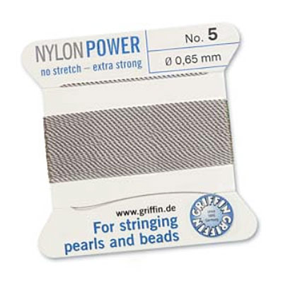 Griffin Nylon Bead Cord Grey 0.65mm - 2m