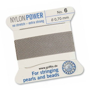 Griffin Nylon Bead Cord Grey 0.7mm - 2m