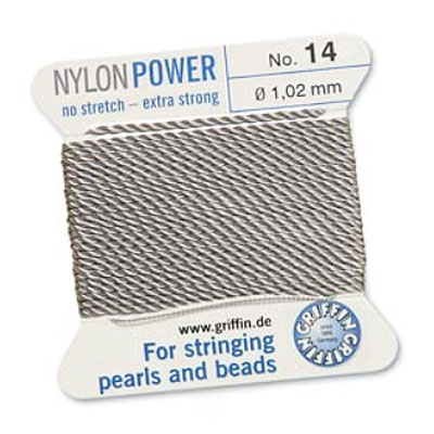 Griffin Nylon Bead Cord Grey 1.02mm - 2m