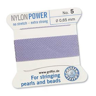 Griffin Nylon Bead Cord Lilac 0.65mm - 2m