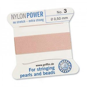 Griffin Nylon Bead Cord Lt Pink 0.5mm - 2m