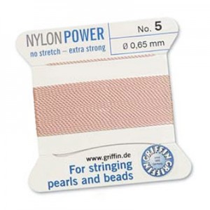 Griffin Nylon Bead Cord Lt Pink 0.65mm - 2m