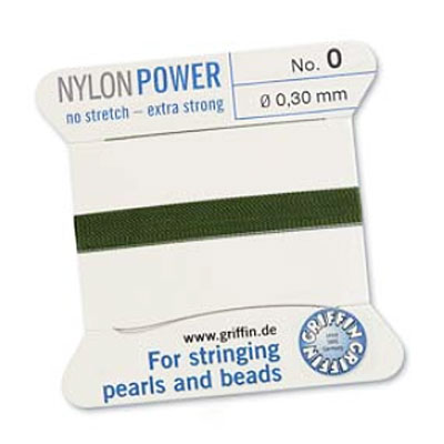 Griffin Nylon Bead Cord Olive 0.3mm - 2m