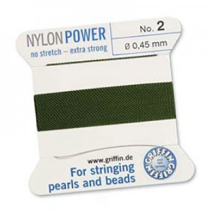 Griffin Nylon Bead Cord Olive 0.45mm - 2m