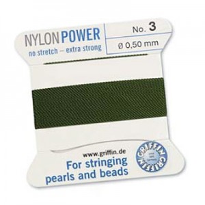 Griffin Nylon Bead Cord Olive 0.5mm - 2m
