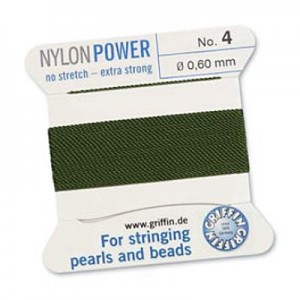 Griffin Nylon Bead Cord Olive 0.6mm - 2m