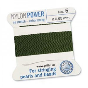 Griffin Nylon Bead Cord Olive 0.65mm - 2m