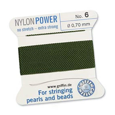 Griffin Nylon Bead Cord Olive 0.7mm - 2m