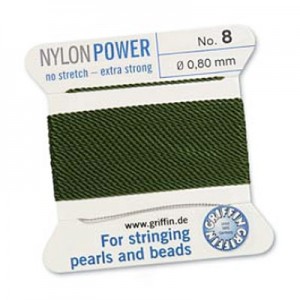 Griffin Nylon Bead Cord Olive 0.8mm - 2m