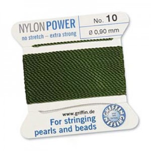Griffin Nylon Bead Cord Olive 0.9mm - 2m