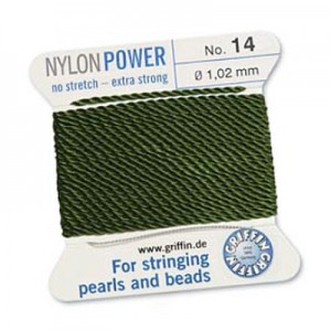 Griffin Nylon Bead Cord Olive 1.02mm - 2m