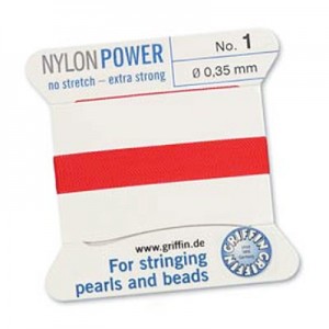 Griffin Nylon Bead Cord Red 0.35mm - 2m