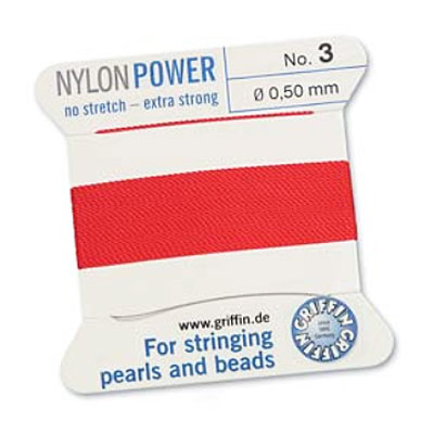 Griffin Nylon Bead Cord Red 0.5mm - 2m